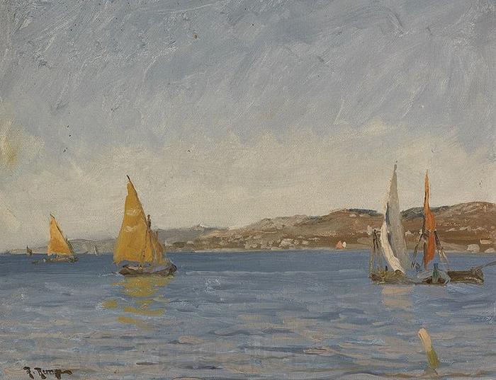 Julius Ludwig Friedrich Runge Segelboote vor der Kuste an einem Sonnentag Norge oil painting art